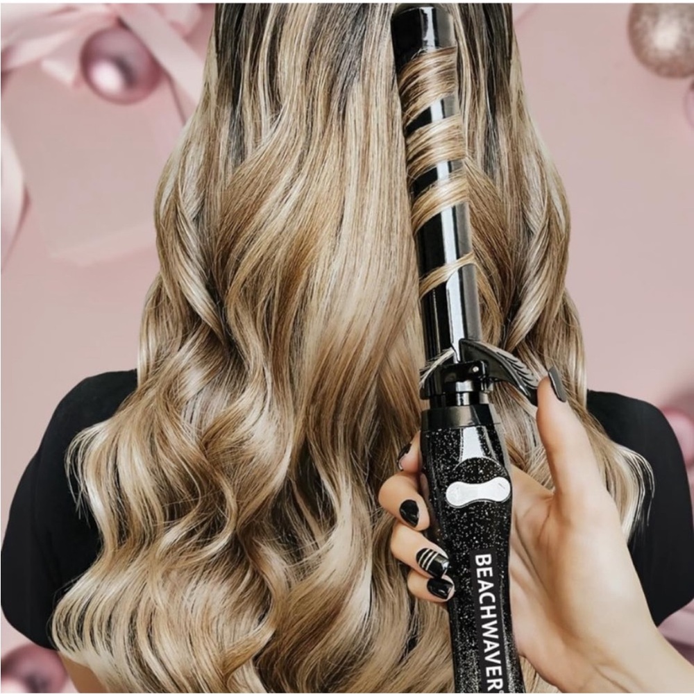 BEACHWAVER‎ B1 Rotating Curling Iron Black Glitter Like New Condition